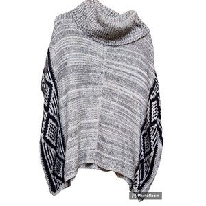 Alya Poncho Sweater Size M Super Soft Cowl Neck Boho